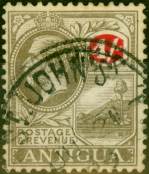 Rare Postage Stamp Antigua 1922 4s Grey-Black & Red SG80 Fine Used