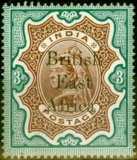 Old Postage Stamp from B.E.A KUT 1895 3R Brown & Green SG62 V.F Very Lightly Mtd Mint