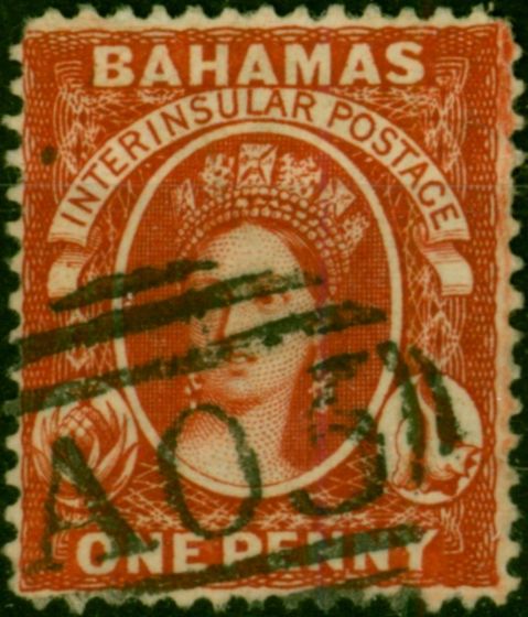 Bahamas 1877 1d Scarlet-Vermilion SG33 V.F.U . Queen Victoria (1840-1901) Used Stamps