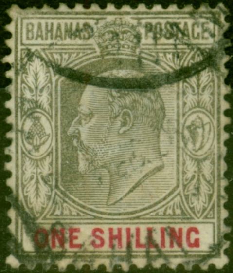 Valuable Postage Stamp Bahamas 1902 1s Grey-Black & Carmine SG67 Good Used