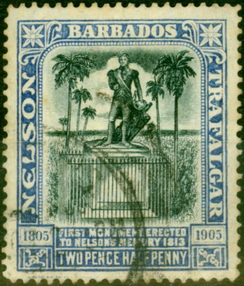 Collectible Postage Stamp from Barbados 1907 2 1/2d Black & Bright Blue SG162 Fine Used