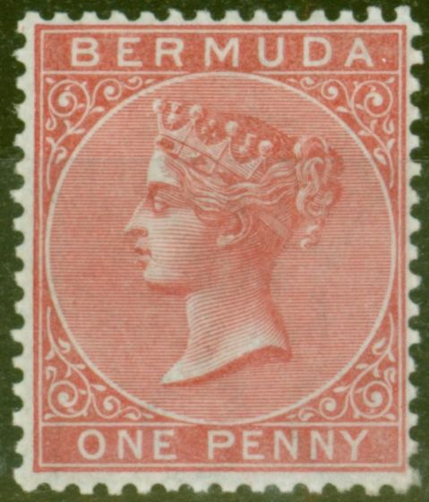 Rare Postage Stamp from Bermuda 1865 1d Rose-Red SG1 V.F & Fresh Lightly Mtd Mint