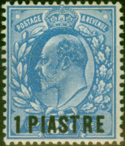 Old Postage Stamp British Levant 1906 1pi on 2 1/2d Ultramarine SG13 Fine MM (2)