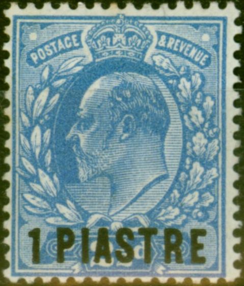 Collectible Postage Stamp British Levant 1911 1pi on 2 1/2d Bright Blue SG25 Fine MM