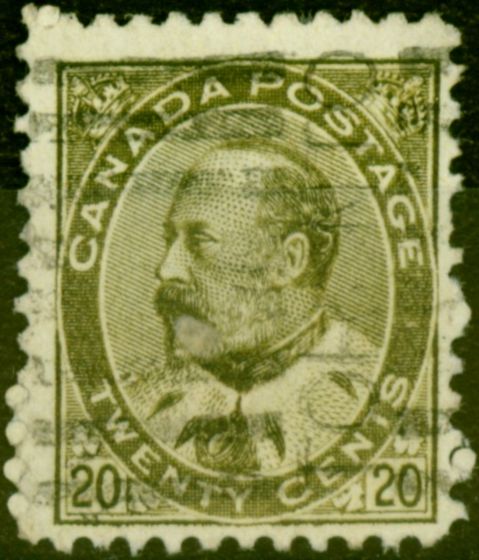 Valuable Postage Stamp from Canada 1904 20c Pale Olive-Green SG185 Fine Used