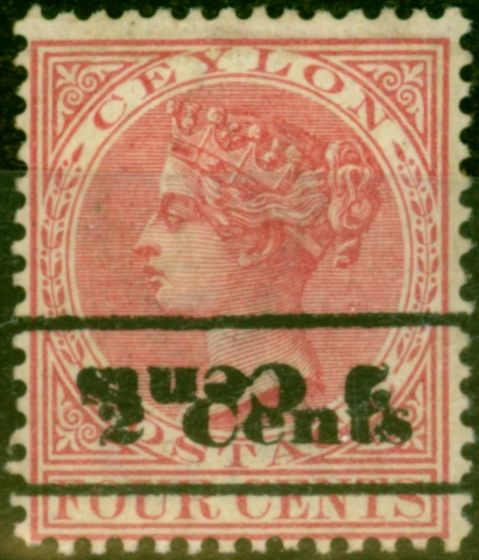 Collectible Postage Stamp from Ceylon 1888 2c on 4c Rose SG207c Surch Double One Inverted Fine Mtd Mint