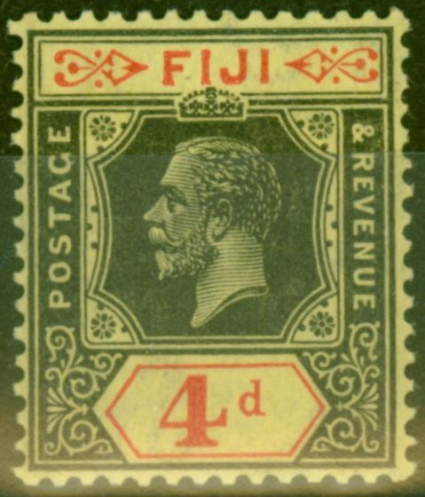 Old Postage Stamp from Fiji 1924 4d Black & Red-Yellow SG235 V.F Very Lightly Mtd Mint