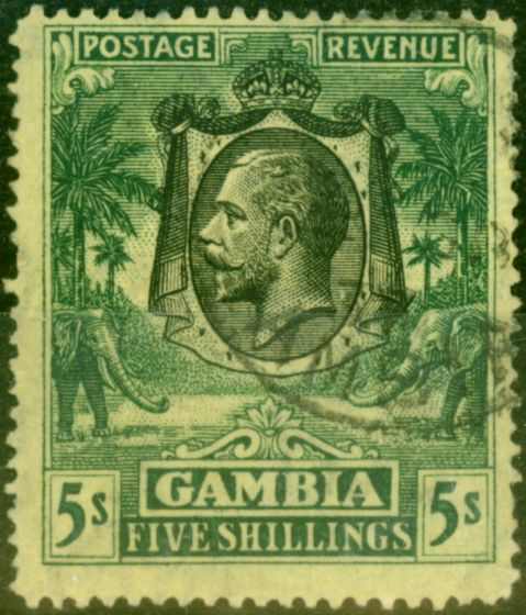 Collectible Postage Stamp from Gambia 1926 5s Green-Yellow SG141 Fine Used