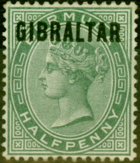 Rare Postage Stamp from Gibraltar 1886 1/2d Dull Green SG1 Fine Unused