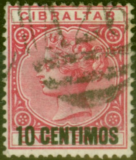 Valuable Postage Stamp from Gibraltar 1889 10c on 1d Rose SG16 Fine Used