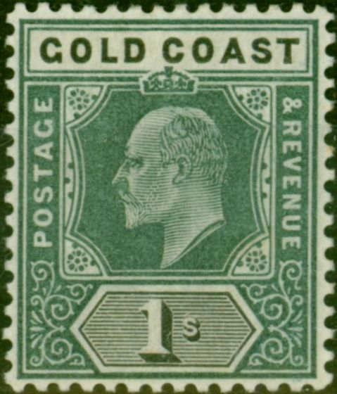 Old Postage Stamp Gold Coast 1902 1s Green & Black SG44 Fine LMM