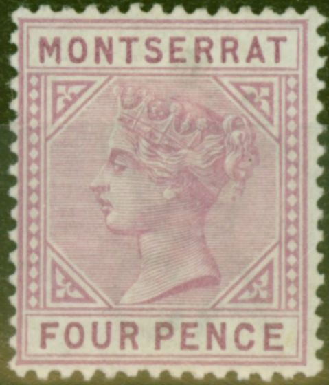 Rare Postage Stamp from Montserrat 1885 4d Mauve SG12 Fine & Fresh Lightly Mtd Mint