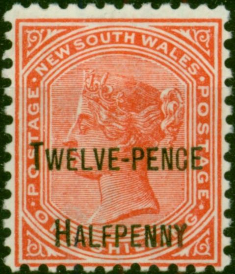 N.S.W 1891 12 1/2d on 1s Red SG268e P.12 Fine & Fresh LMM. Queen Victoria (1840-1901) Mint Stamps