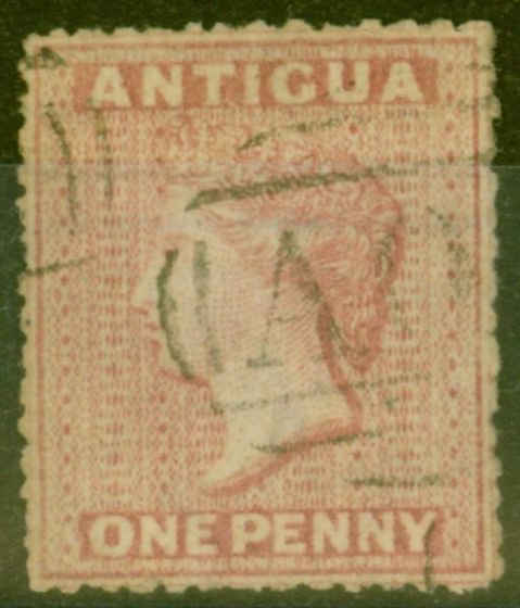 Rare Postage Stamp from Antigua 1864 1d Dull Rose SG6 Good Used