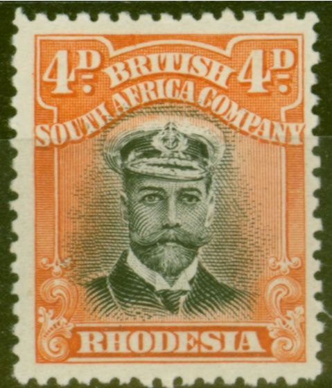 Old Postage Stamp from Rhodesia 1913 4d Black & Orange-Red SG211 Die I Fine Mtd Mint