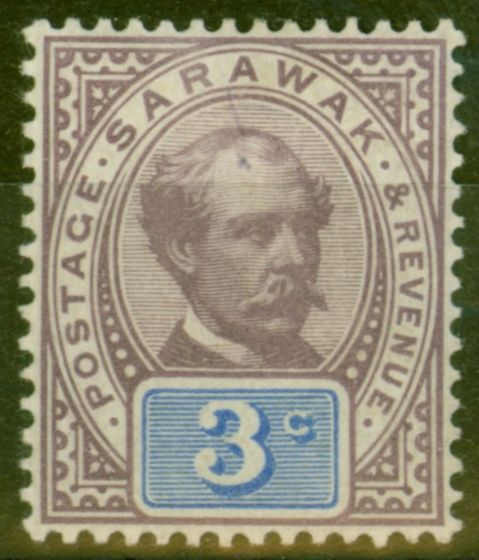 Collectible Postage Stamp from Sarawak 1888 3c Purple & Blue SG10 Fine Mtd Mint