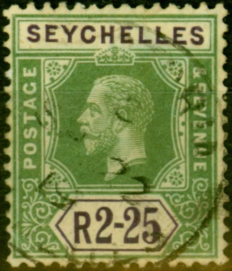 Valuable Postage Stamp from Seychelles 1918 2R25 Yellow-Green & Violet SG96 Good Used