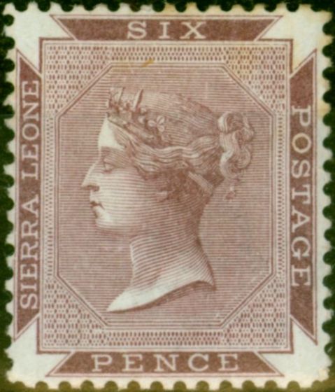 Old Postage Stamp from Sierra Leone 1890 6d Brown-Purple SG36 Fine Mint Hinged