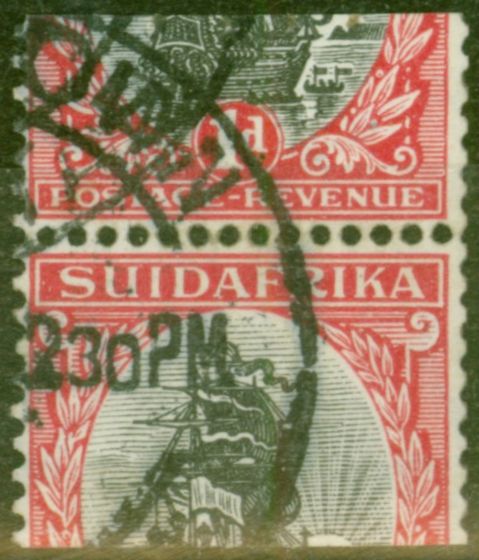 Old Postage Stamp from South Africa 1926 1d Black & Carmine SG26var Mis-Cut Machine Stamp Roulette x Perf Fine Used (3)