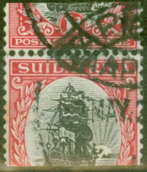 Collectible Postage Stamp from South Africa 1926 1d Black & Carmine SG26var Mis-Cut Machine Stamp Roulette x Perf Fine Used (5)