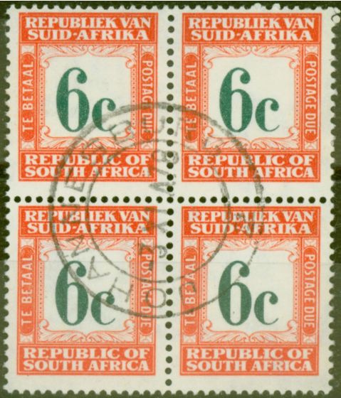 Collectible Postage Stamp from South Africa 1961 6c Dp Green & Red-Orange SGD57 V.F.U Block of 4 (2)