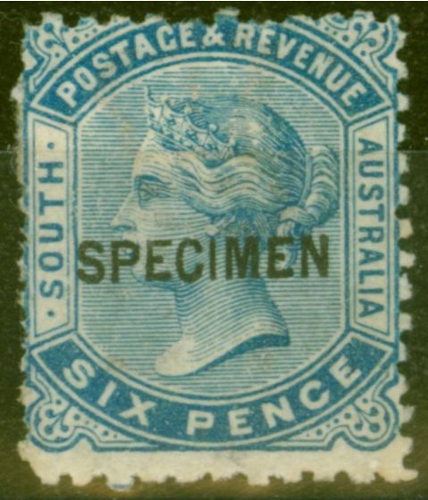 Valuable Postage Stamp from South Australia 1887 6d Blue Specimen SG185s Mtd Mint
