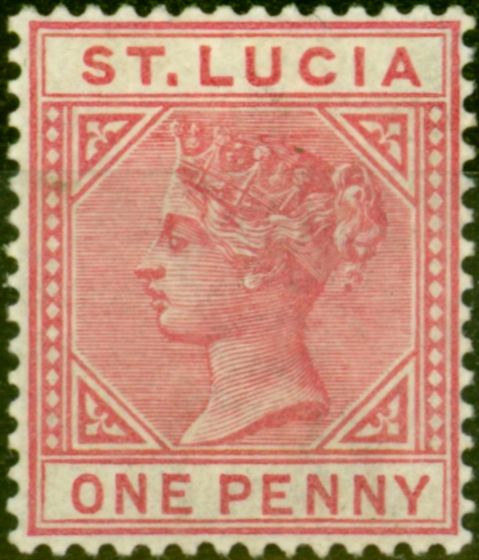 Old Postage Stamp from St Lucia 1883 1d Carmine-Rose SG32 Very Fine & Fresh Lightly Mtd Mint