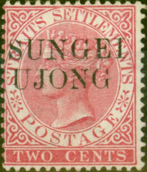 Rare Postage Stamp from Sungei Ujong 1885 2c Pale Rose SG43a Narrow E 2mm Wide Fine Lightly Mtd Mint