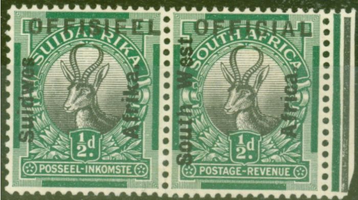 Collectible Postage Stamp from S.W.A 1927 1/2d Black & Green SGD01 Fine Mtd Mint