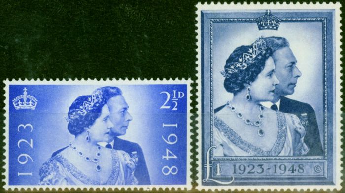 GB 1948 RSW Set of 2 SG493-494 Fine LMM  King George VI (1936-1952) Old Royal Silver Wedding Stamp Sets