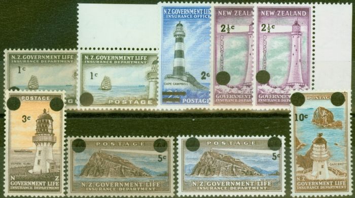 Rare Postage Stamp from New Zealand 1967-68 Extended set of 9 SGL50-L55a Both 1c, 3 1/2c & 5c V.F MNH