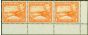 Old Postage Stamp from Cyprus 1938 1pi Orange SG154 Very Fine MNH Strip of 3
