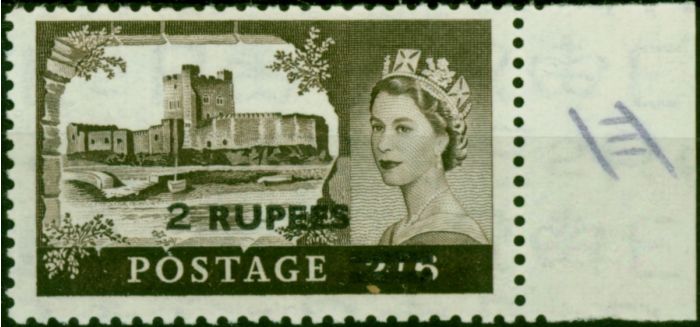 B.P.A in Eastern Arabia 1960 2R on 2s6d Black-Brown SG56b Type III D.L.R V.F MNH . Queen Elizabeth II (1952-2022) Mint Stamps