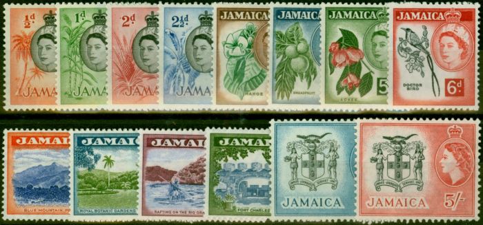 Collectible Postage Stamp Jamaica 1956 Set of 14 to 5s SG159-172 V.F VLMM