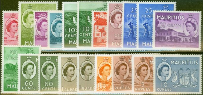 Old Postage Stamp from Mauritius 1953-58 Extended set of 20 SG293-306 All Shades V.F Very Lightly Mtd Mint CV £153