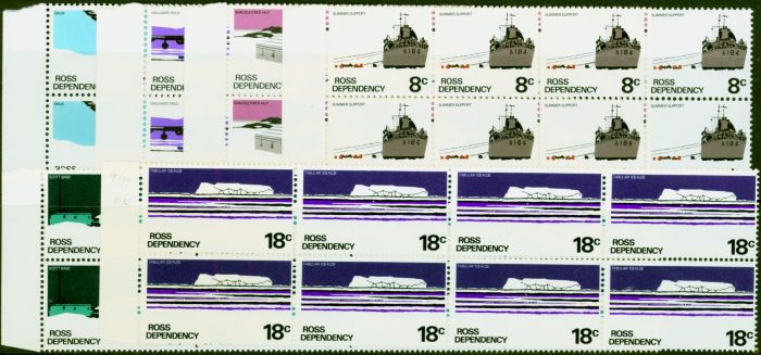 Rare Postage Stamp from Ross Dependency 1972 Scott Base Set of 6 SG9a-14a V.F MNH Blocks of 8