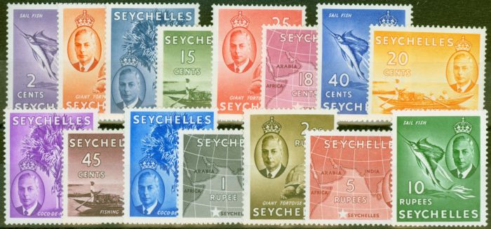 Valuable Postage Stamp from Seychelles 1952 set of 15 SG158-172 V.F Very Lightly Mtd Mint
