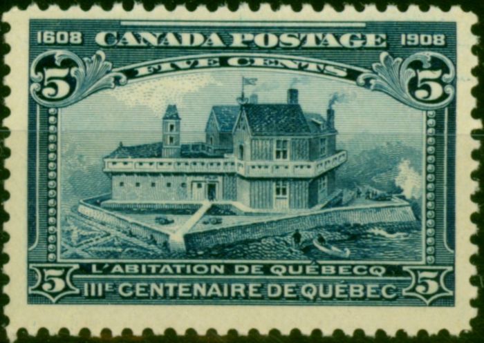 Rare Postage Stamp Canada 1908 5c Indigo SG191 Fine & Fresh LMM