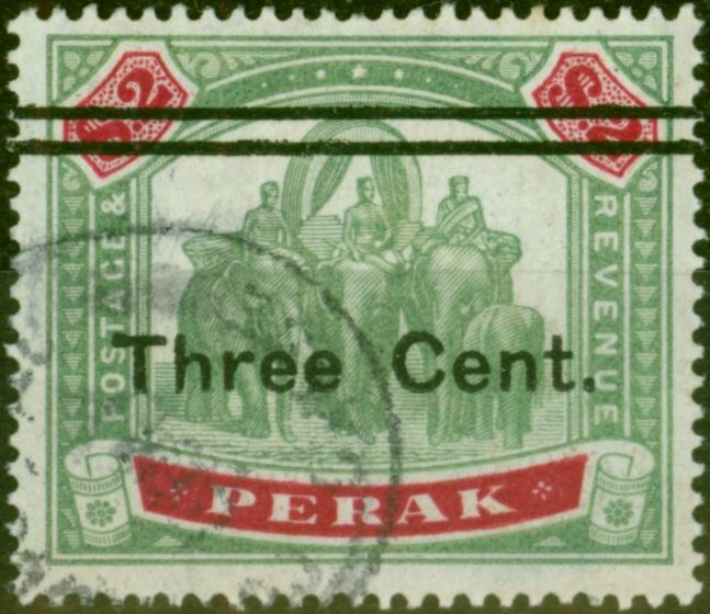 Collectible Postage Stamp from Perak 1900 3c on $2 Green & Carmine SG87 Fine Used (2)