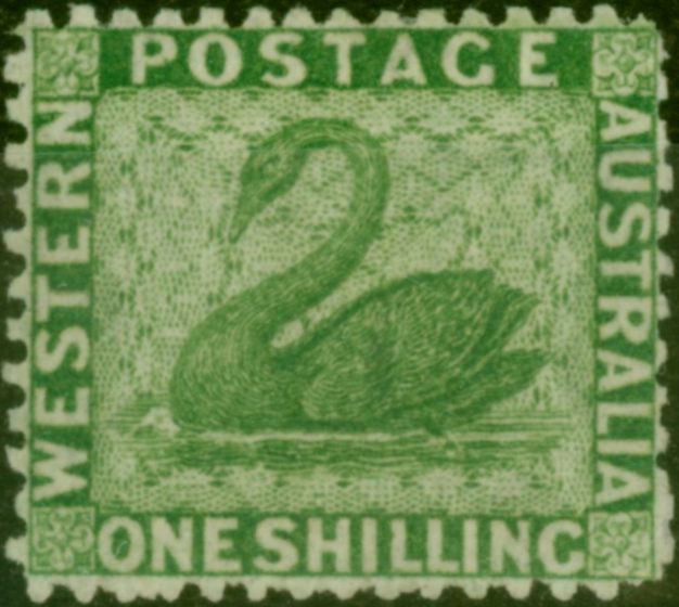 Old Postage Stamp Western Australia 1865 1s Bright Green SG61 Fine & Fresh MM
