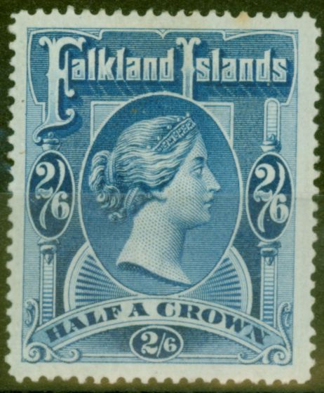 Rare Postage Stamp from Falkland Islands 1898 2s6d Dp Blue SG41 Fine Mtd Mint