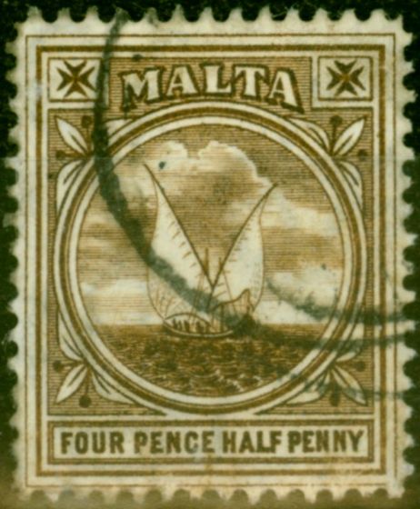 Collectible Postage Stamp from Malta 1899 4 1/2d Sepia SG32 Fine Used (2)
