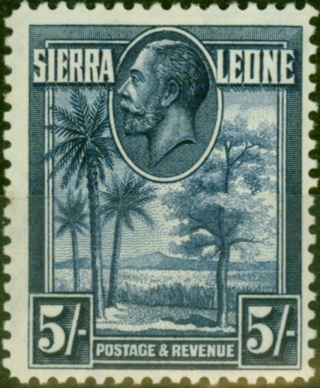 Old Postage Stamp Sierra Leone 1932 5s Deep Blue SG165 Fine LMM