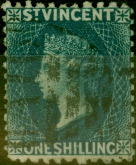 Valuable Postage Stamp from St Vincent 1869 1s Indigo SG13 Fine Used Stamp