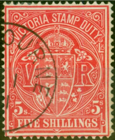 Rare Postage Stamp Victoria 1897 5s Rosine SG347 V.F.U C.T.O