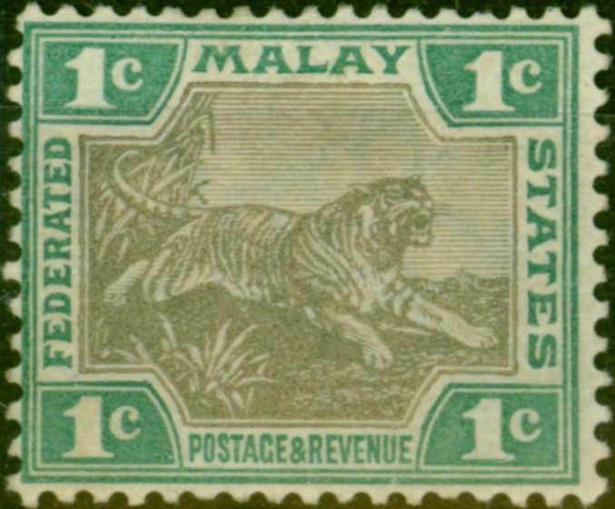 Valuable Postage Stamp Fed of Malay States 1900 1c Grey & Green SG15a Fine LMM