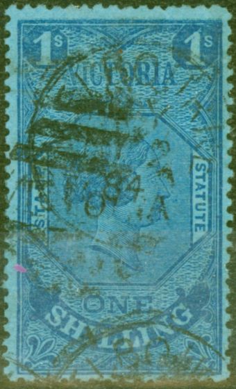 Valuable Postage Stamp from Victoria 1884 1s Blue-Blue SG224a P.12 Fine Used (1)