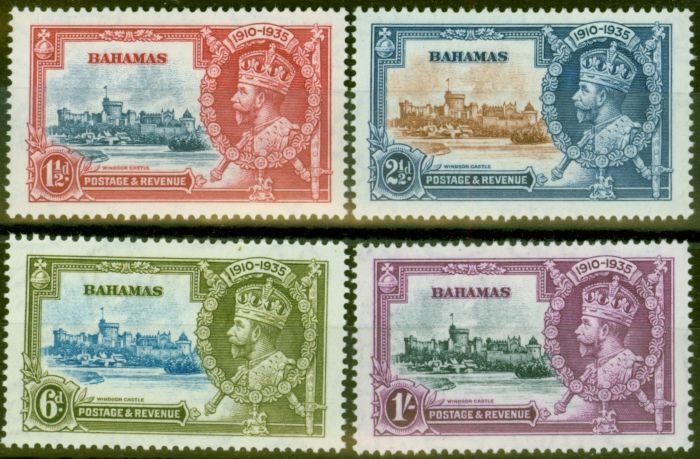Rare Postage Stamp from Bahamas 1935 Jubilee set of 4 SG141-144 V.F Lightly Mtd MInt