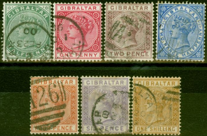 Rare Postage Stamp from Gibraltar 1886-87 Set of 7 SG8-14 Good to Fine Used