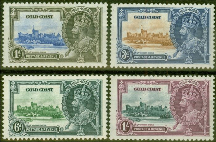 Rare Postage Stamp from Gold Coast 1935 Jubilee set of 4 SG113-116 Fine & Fresh Lightly Mtd Mint